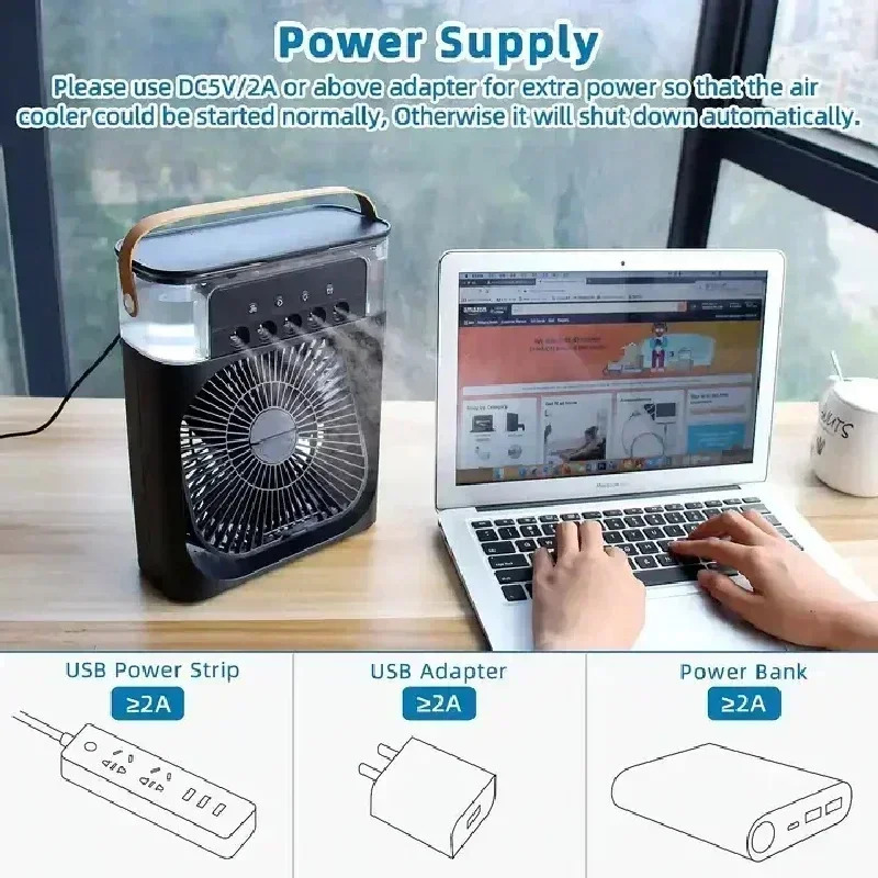 Xiaomi 3-in-1 portativ namlagichli konditsioner, LED tungi chiroqli maishiy kichik havo sovutgichi Ofis sozlanishi fan 2026