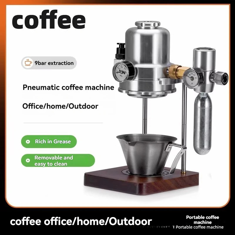 Yangi portativ qoʻlda espresso qahva qaynatgichi Mini pnevmatik havo pompasi kofe mashinasi lager ofis uyi uchun ixcham metall korpus