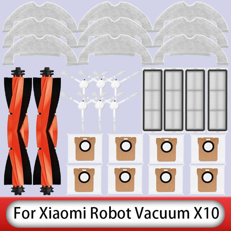 Для робота-пылесоса Xiaomi X10, запасные части, аксессуары, основная боковая щетка, фильтр Hepa, швабра, тканевый мешок для пыли