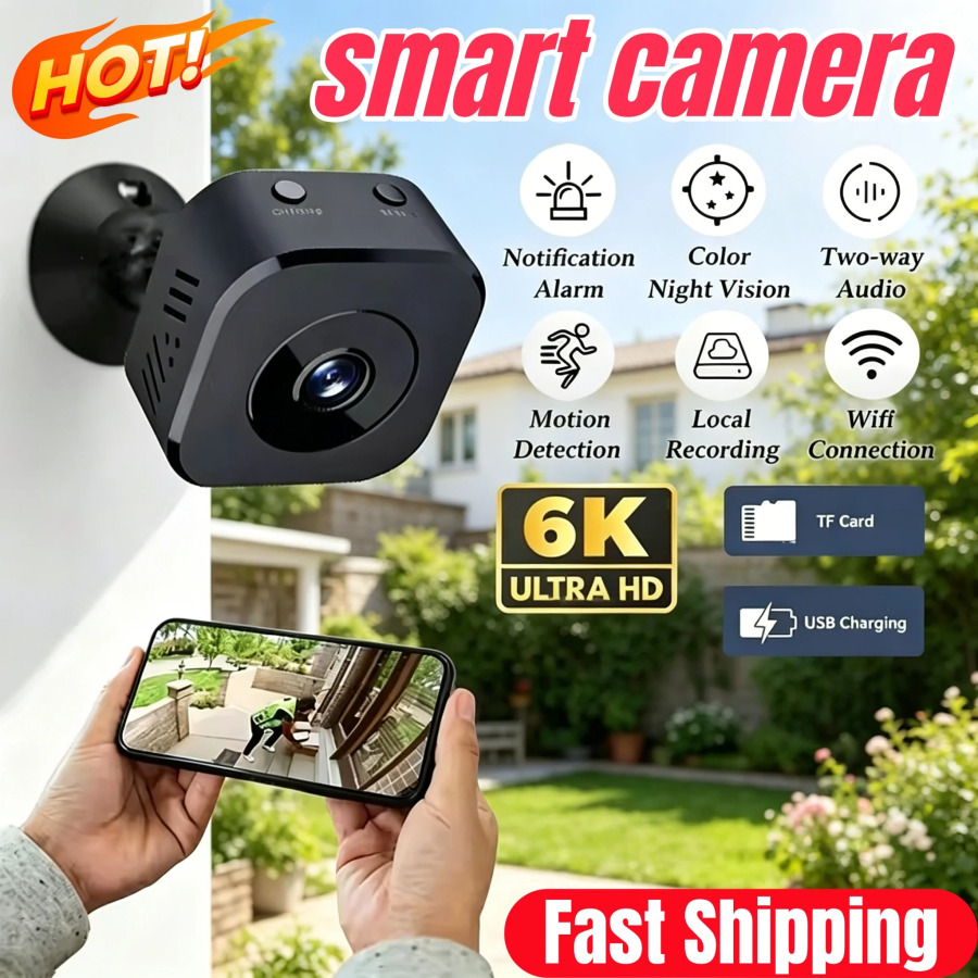 Новая мини-камера безопасности 6K WiFi Full HD с двусторонней аудиосвязью, обнаружением движения, инфракрасным ночным видением для домашнего мониторинга