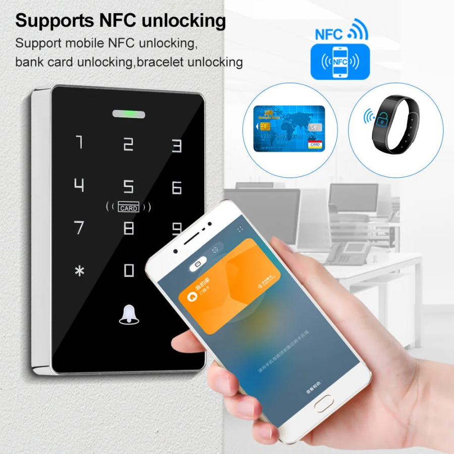NFC RFID-контроль доступа ler с сенсорной клавиатурой 125 кГц 13,56 МГц, двойная частота, бесконтактная IP68 водонепроницаемая система контроля доступа, уличная система управления