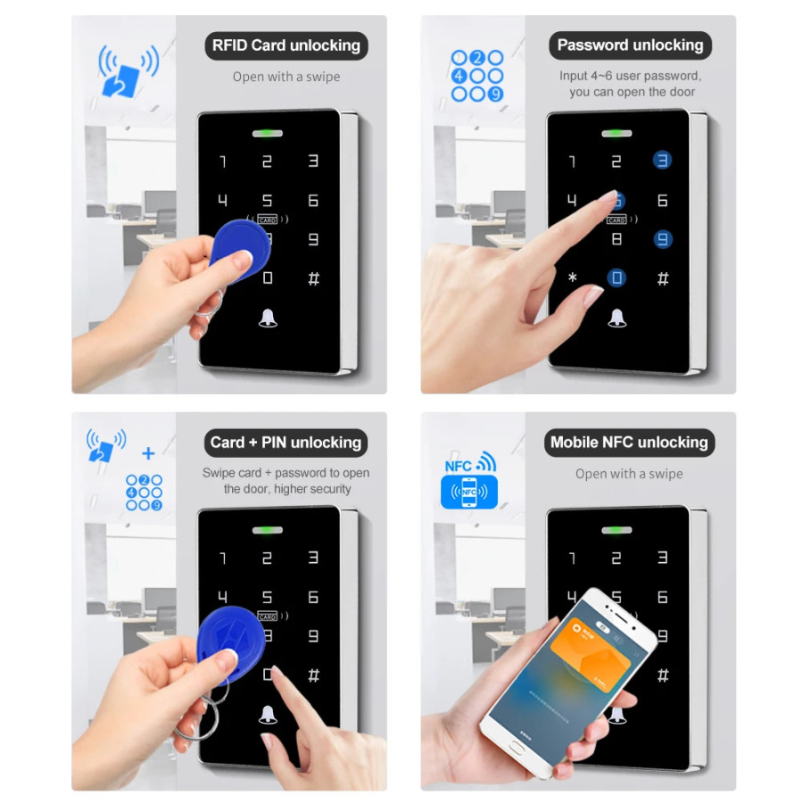 NFC RFID-контроль доступа ler с сенсорной клавиатурой 125 кГц 13,56 МГц, двойная частота, бесконтактная IP68 водонепроницаемая система контроля доступа, уличная система управления