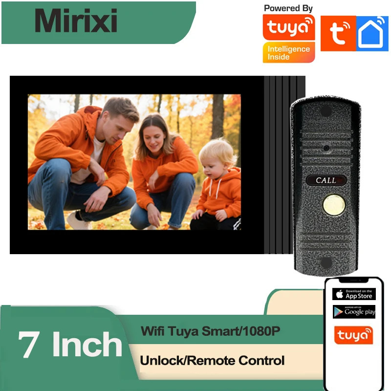 1080P video interkom tizimi Smart WiFi Tuya simsiz video interkom 7 dyuymli monitor uy Villa kvartirasi uchun harakatni aniqlash