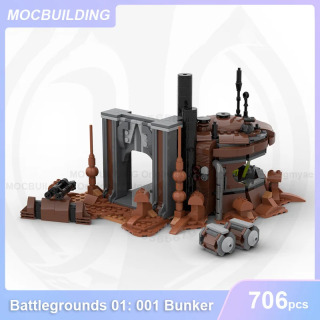 Battlegrounds Series 01: 001 Bunker MOC Строительные блоки DIY Сборка кирпичей Космическая архитектура Дисплей Модель Игрушки Подарки 706 шт. Светло-серый