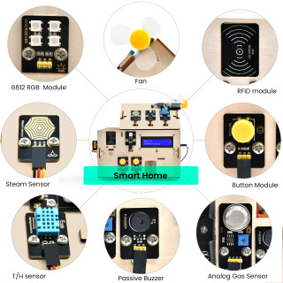  Полный стартовый набор Keyestudio для умного дома с поддержкой IoT для Arduino ESP32, образовательный набор STEM для программирования на MicroPython, электронный набор для самостоятельной сборки
