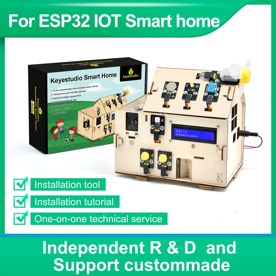   Полный стартовый набор Keyestudio для умного дома с поддержкой IoT для Arduino ESP32, образовательный набор STEM для программирования на MicroPython, электронный набор для самостоятельной сборки
