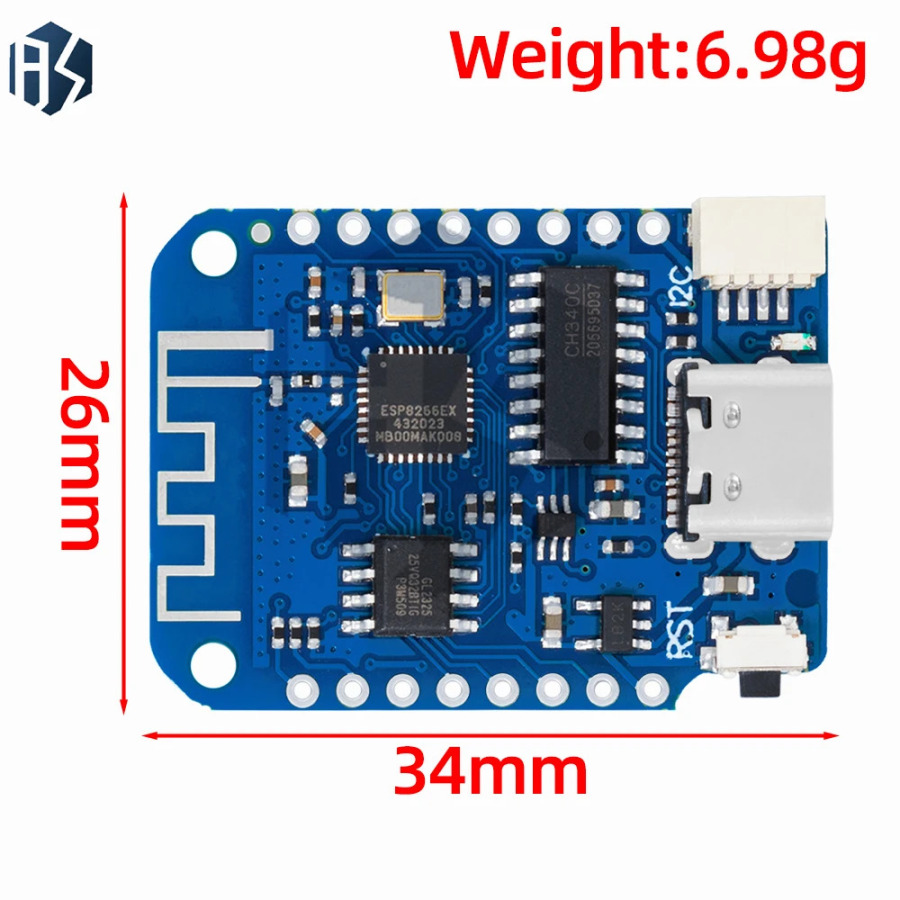 WEMOS D1 Mini V4.0.0 TYPE-C USB WIFI uchun ESP8266 4MB MicroPython Nodemcu asosidagi Internet-narsalar taxtasi Arduino uchun mos keladi