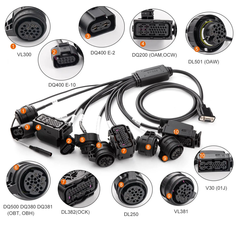 Комплект кабелей коробки передач GODIAG VAG 9-в-1 для DQ200/ DL501/ VL300/ VL381/ DQ500/ DQ250/ DQ380, используемый с AUTEL GBOX/XHORSE Multiprog