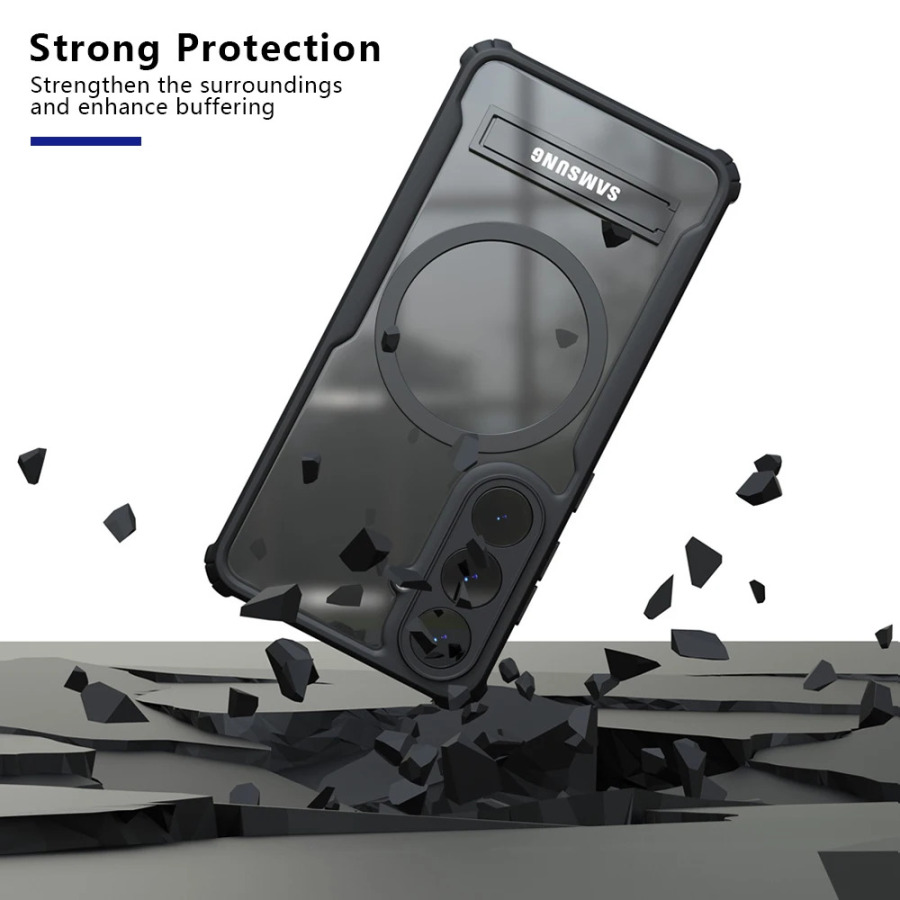 Samsung S25FE S25 FE Ultra 5G S25Ultra himoya zirh ushlagichi uchun MagSafe bilan zarbaga chidamli stend qutisi