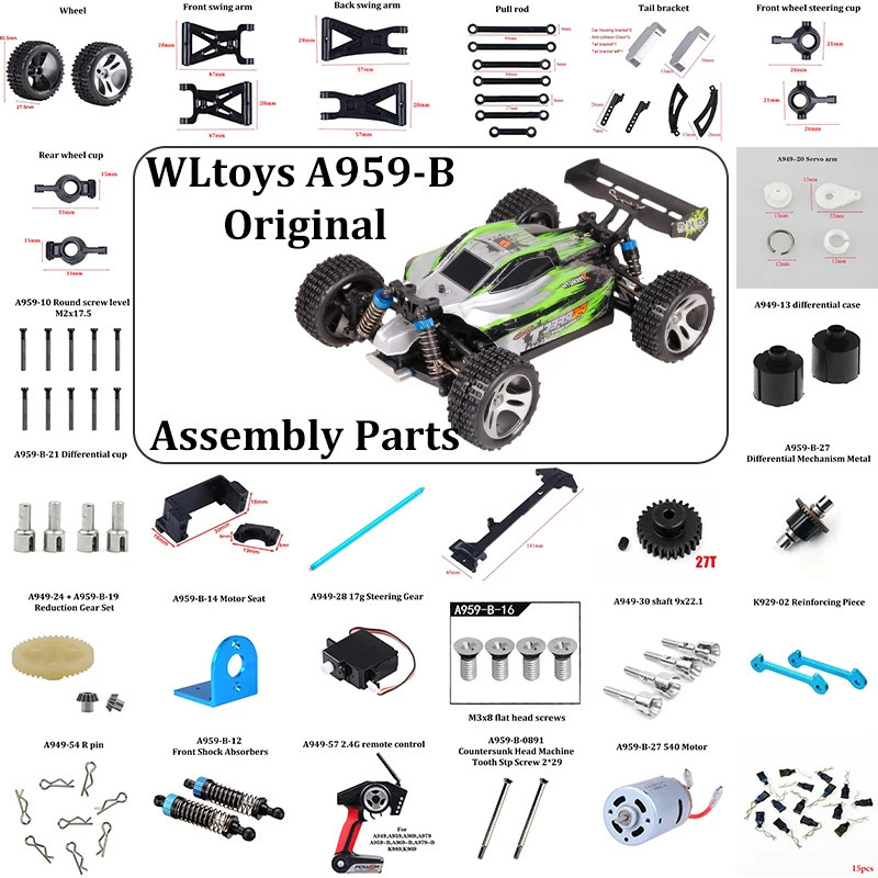 Оригинальные аксессуары для высокоскоростных автомобилей WLtoys 1:18, запасные части для радиоуправляемых автомобилей для A959-B A959-01 до A959-B-25