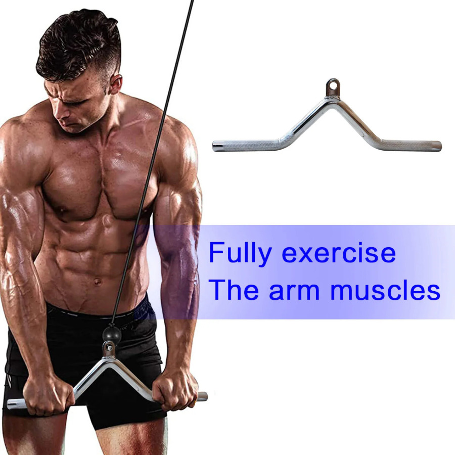 Uy sport zali aksessuarlari: Lat Pull Down Bar, krom qoplangan sirt, korroziyaga qarshi, yuqori yuk koʻtarish qobiliyati, triceps mashqlari uchun.