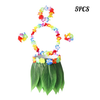 Gavayi partiyasi bezaklari sunʻiy tropik barglar Hula yubka Hibiscus gullari Bolalar uchun kattalar Boho Beach kostyumi Tugʻilgan kun sovgʻalari слива M