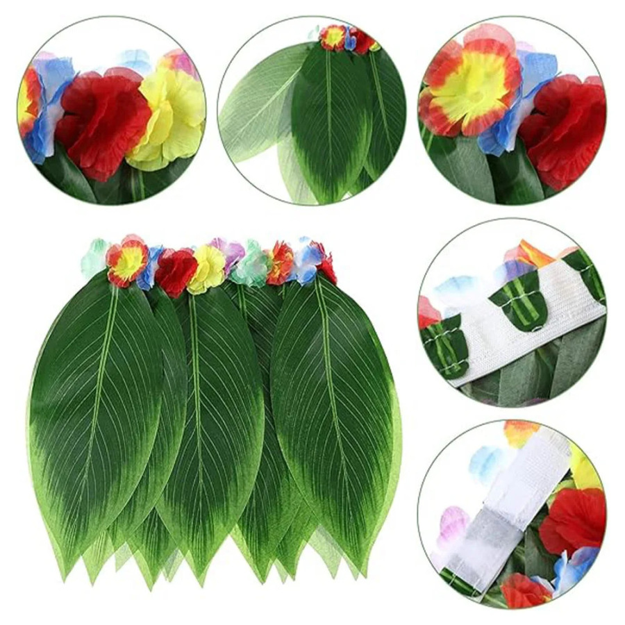 Gavayi partiyasi bezaklari sunʻiy tropik barglar Hula yubka Hibiscus gullari Bolalar uchun kattalar Boho Beach kostyumi Tugʻilgan kun sovgʻalari
