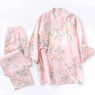 100% paxtadan tayyorlangan ayollar pijama kiyimi ayollar qisqa yengli kimono xalat toʻplamlari uzun shimlar pijama kostyumlari uy kiyimi Pijama Seda