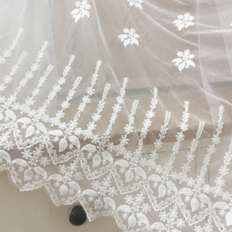 3 yard vintage paxta toʻrli mato DIY naqshli gulli mato Fransuz dantel mato kelin toʻr matosi