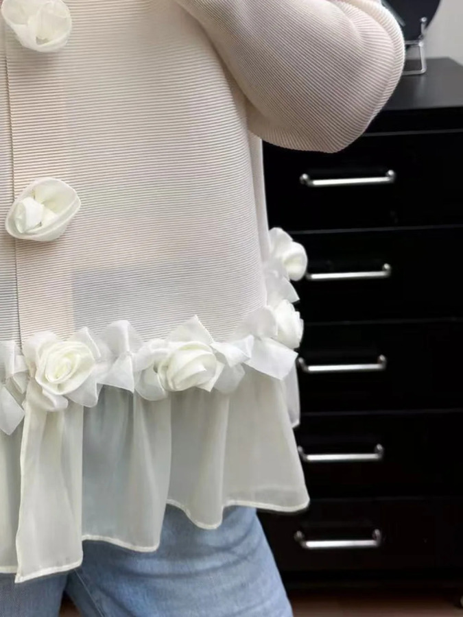 Элегантная женская футболка с уникальным дизайном, 3D-цветочным узором, однотонная, стильная, молодежная и универсальная.