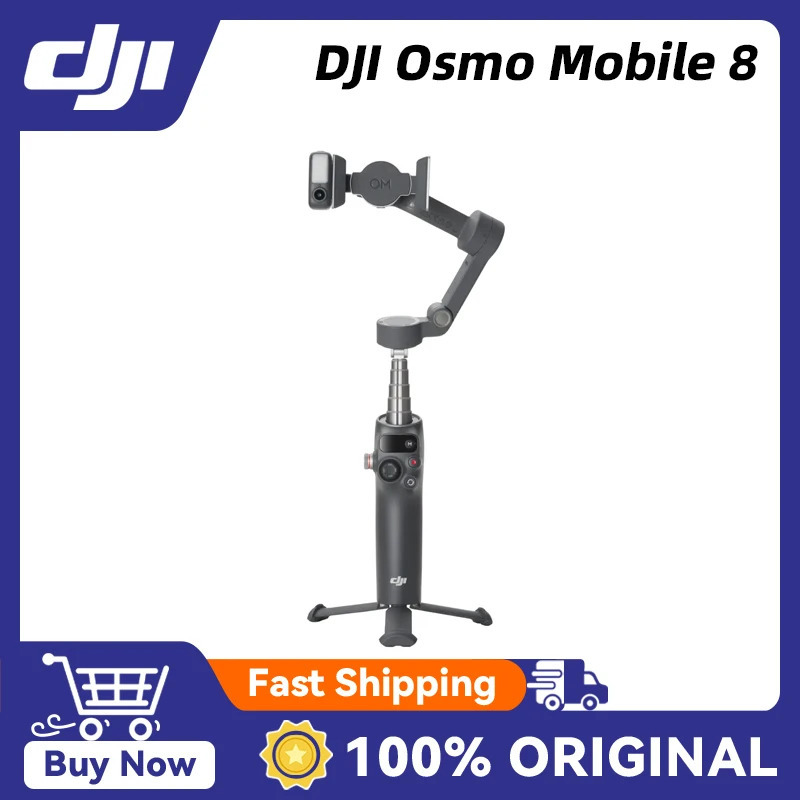 DJI Osmo Mobile 8 - kuzatuv va barqarorlashtirish funksiyalariga ega mobil telefonlar uchun uch oʻqli aqlli gimbal, original DJI OM 8, stokda.
