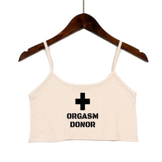 Женская одежда, сексуальные топы для женщин, модная майка ORGASM DONOR с буквенным принтом, сексуальные бесшовные майки без рукавов с открытой спиной