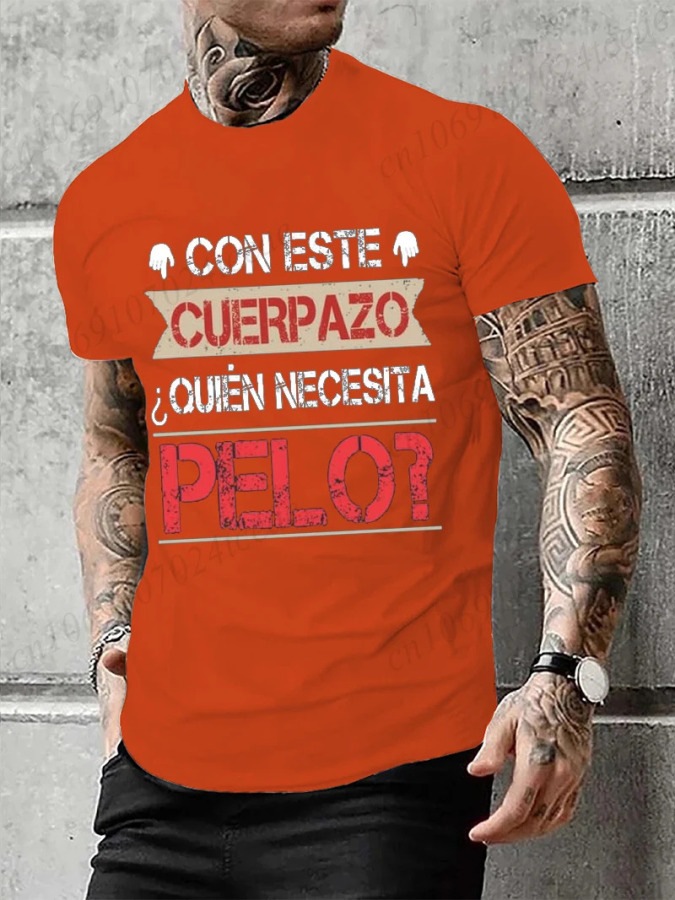 Erkaklar kiyimi Ta ajoyib tana kimga soch kerak Qiziqarli erkaklar futbolkasi ispancha matn Camiseta yangilik qisqa yengli hazil t-shirt