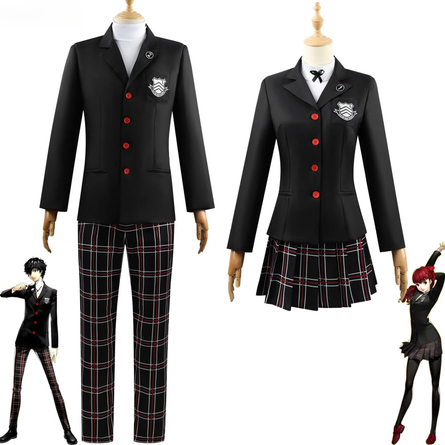 Игра P5 Amamiya Ren Kasumi Yoshizawa, косплей, мужская и женская школьная форма, унисекс, костюм на Хэллоуин, пальто, вечерние, черная униформа, комплект
