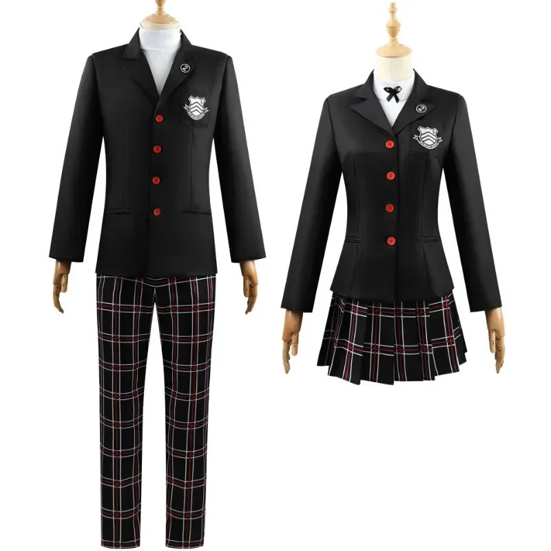 Игра P5 Amamiya Ren Kasumi Yoshizawa, косплей, мужская и женская школьная форма, унисекс, костюм на Хэллоуин, пальто, вечерние, черная униформа, комплект