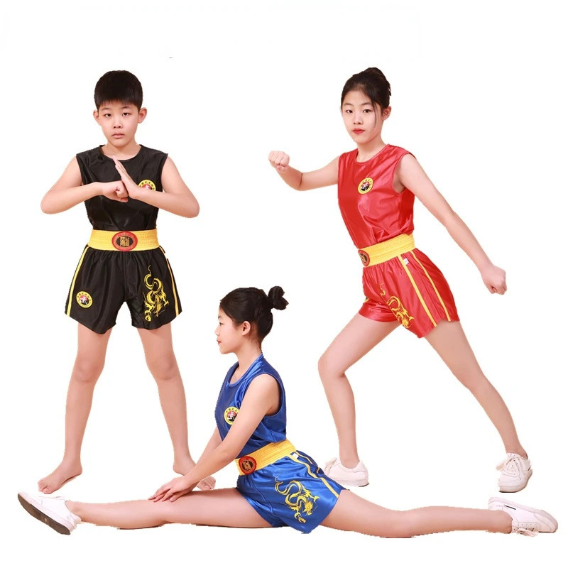 Uniseks boks formasi Sanda kostyumi Kongfu formasi Wushu kiyimi jang sanʻatlari kostyumi bolalar kattalar uchun