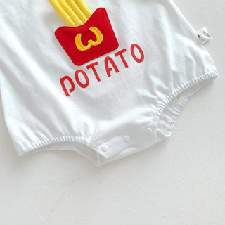 Детская одежда для малышей, летний комбинезон для девочек и мальчиков с носочками, 3D-комбинезон с рисунком картофеля фри, милый комбинезон, 100% хлопок, одежда для новорожденных
