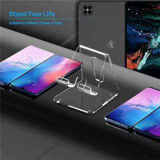 Akril mobil telefon aksessuarlari Portativ mini ish stoli stendlari iPhone 13 14 12 Pro Samsung uchun ish stoli toza mobil telefon ushlagichi