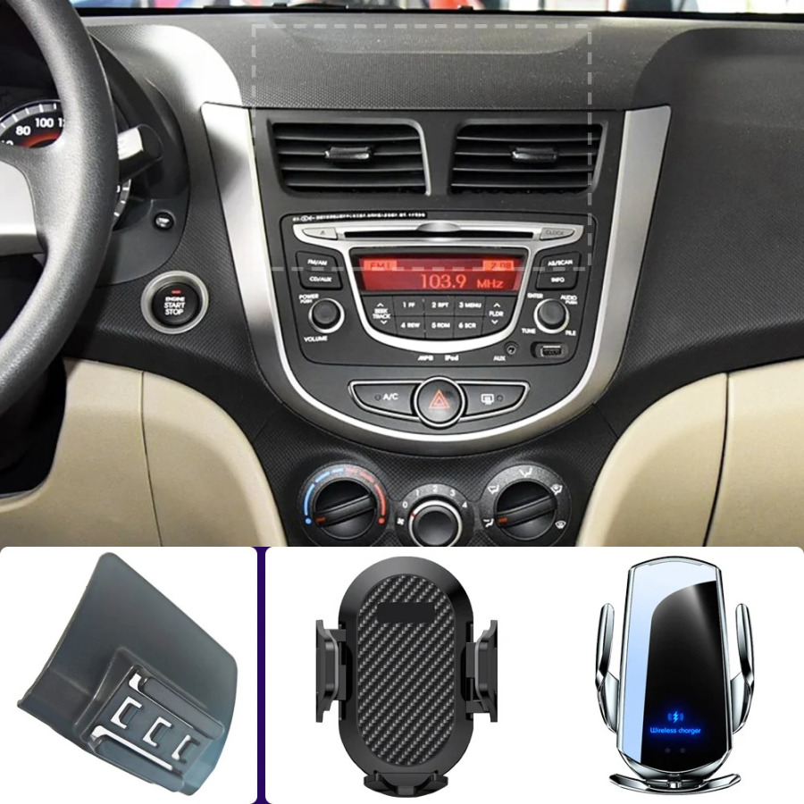 Автомобильный держатель телефона для Hyundai Accent 2011 2012 2013-2017, крепления для мобильных телефонов, автомобильная беспроводная зарядка, специальные аксессуары с фиксированной базой