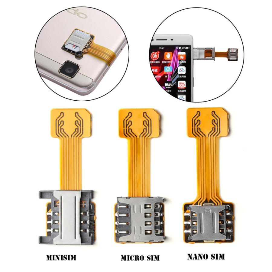 Yangi amaliy universal TF gibrid sim karta uyasi adapteri ikki SIM Micro SD kengaytirgich Nano Cato Android telefon SIM karta kengaytirgichi