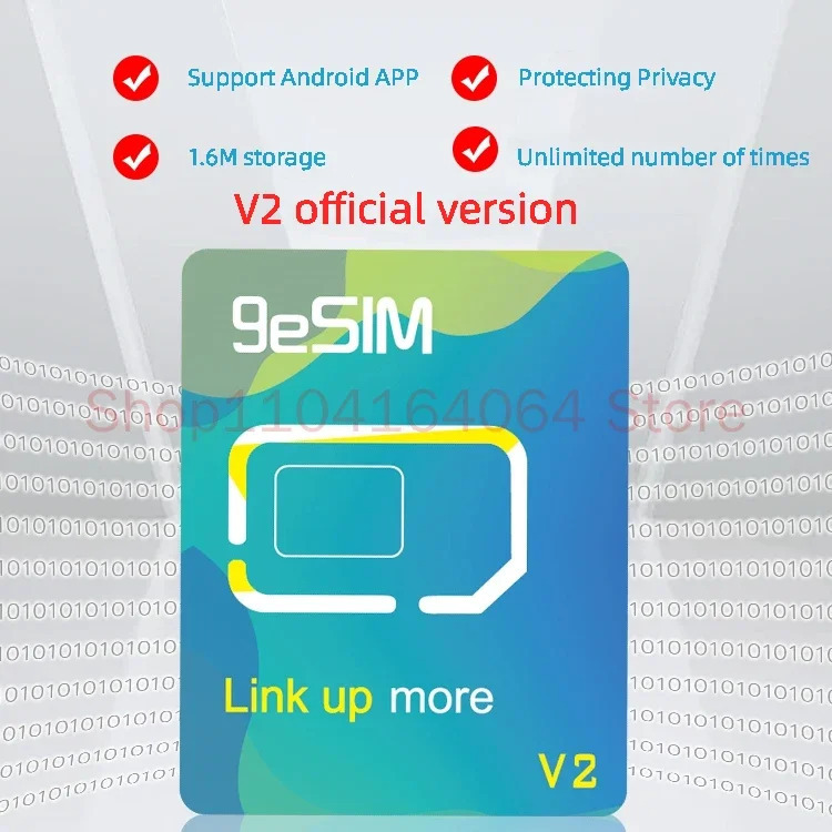 9eSIM V2 ESIM kartasi jismoniy SIM kartadir. Yaxshilangan versiya. Mobil telefonlar va kompyuterlarni yozib olishni qoʻllab-quvvatlash. 5 kishi bilan bir xil funktsiya.