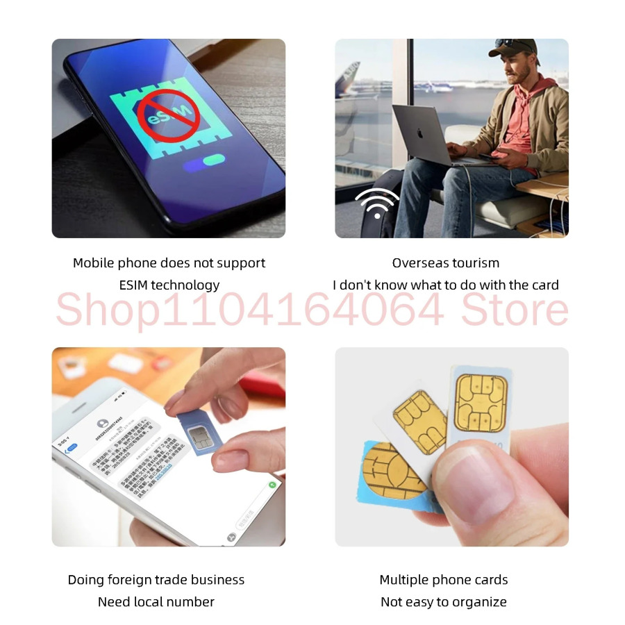 9eSIM V2 ESIM kartasi jismoniy SIM kartadir. Yaxshilangan versiya. Mobil telefonlar va kompyuterlarni yozib olishni qoʻllab-quvvatlash. 5 kishi bilan bir xil funktsiya.
